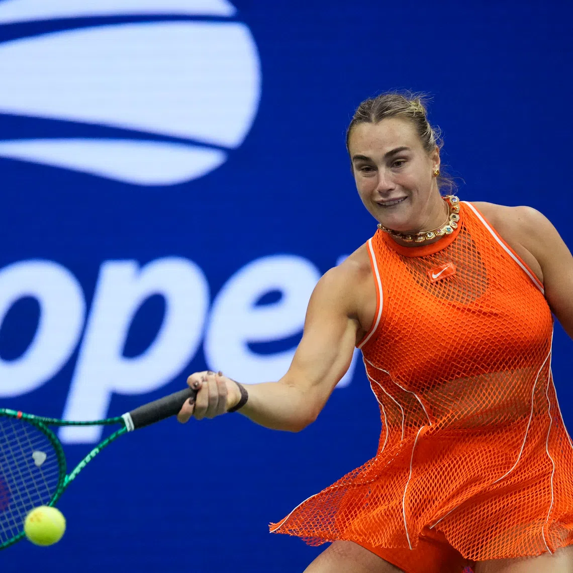 Tennis - U.S. Open - Flushing Meadows, New York, United States - September 6, 2026 Belarus' Aryna Sabalenka in action during her round of 16 match against Taylor Townsend of the U.S. REUTERS/Eduardo Munoz
