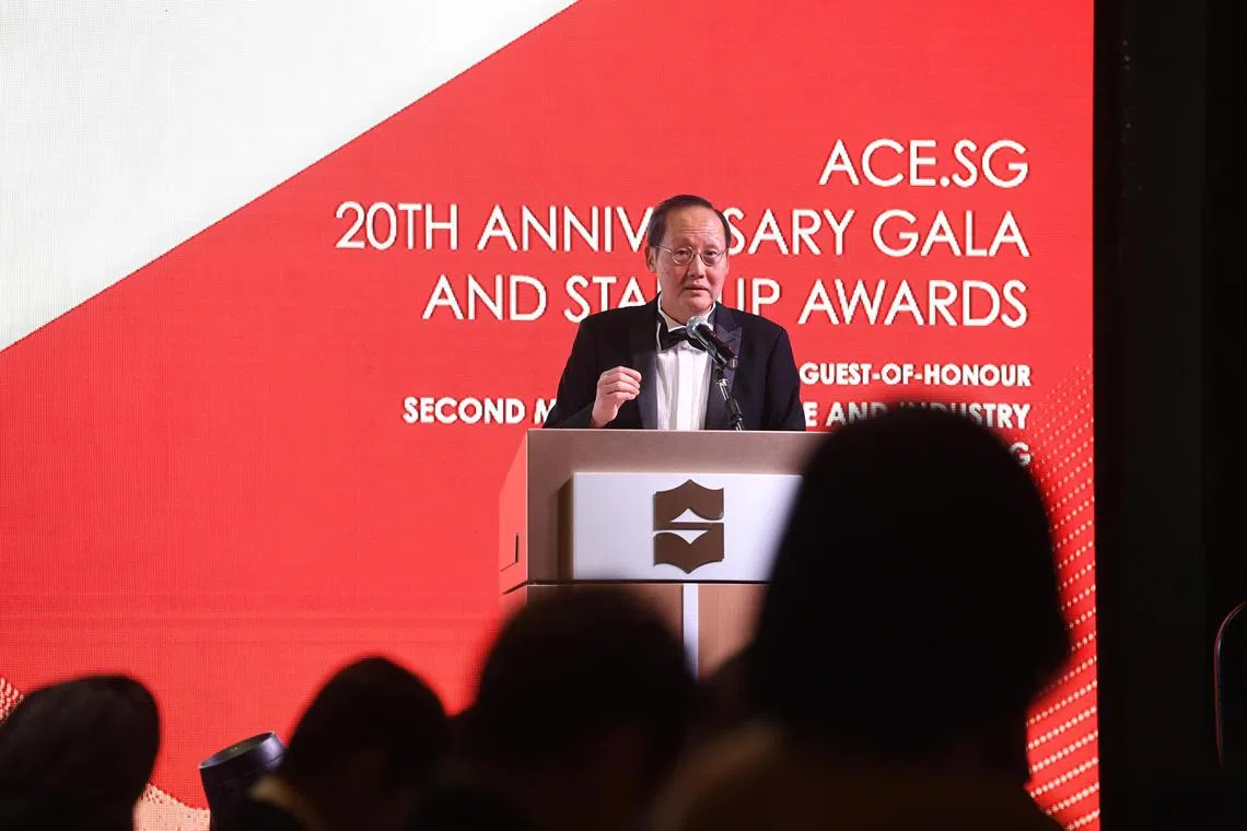 //tgace15

Minister for Manpower Dr Tan See Leng during his opening speech at the ACE.SG 20th Anniversary Gala and Startup Awards, held in Shangri-La Singapore on June 15, 2023. (ST PHOTO: AZMI ATHNI)


ACE.SG today announced Singapore’s astounding rise to number 8 in
Startup Genome’s Global Startup, moving up 10 places from 2022, and signed a
Memorandum of Understanding (“MOU”) with the Government Technology Agency
(GovTech) at the ACE.SG Startup Awards & 20th Anniversary Gala.
This milestone event marks ACE.SG’s first 20 years, and this exceptional achievement
stands as a testament and encouragement to ACE.SG, Ministry of Trade & Industry (MTI),
Enterprise Singapore, JTC, fellow ecosystem stakeholders and founders for the joint
efforts in transforming Singapore from a technopreneur park to today’s global innovation
hub.