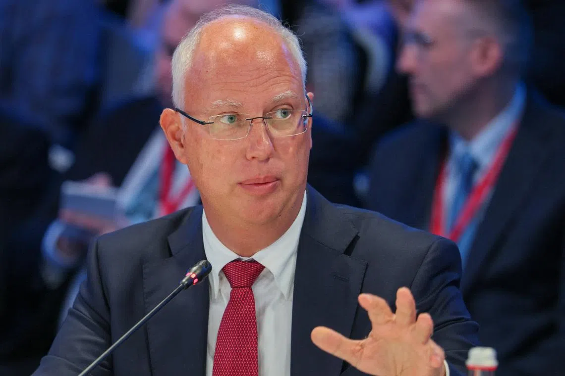 Kirill Dmitriev, the Russian presidential envoy and head of the Russian Direct Investment Fund, attends a session at the St. Petersburg International Economic Forum (SPIEF) in Saint Petersburg, Russia June 4, 2026. REUTERS/Anastasia Barashkova