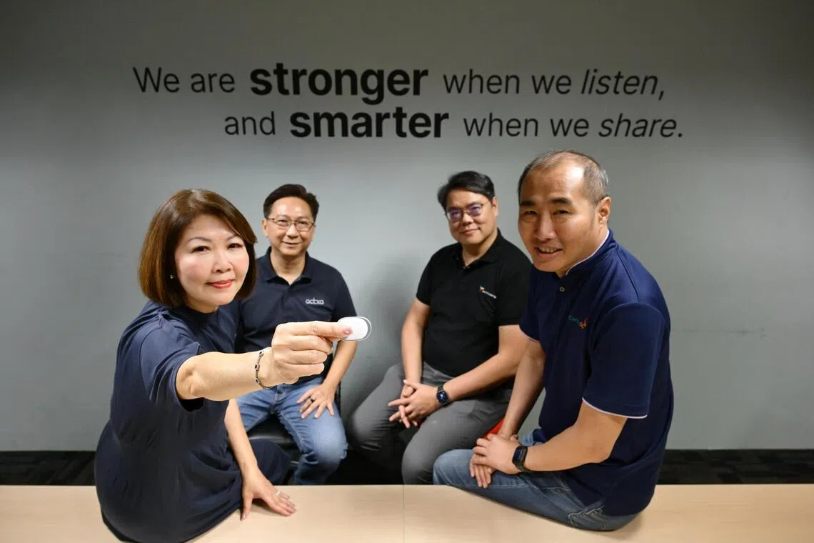 (From left) Veteran lawyer Peggy Yee, Actxa CEO Marcus Soo, Activate Interactive CEO Joel Chin and CaringSG CEO Edwin Tan.