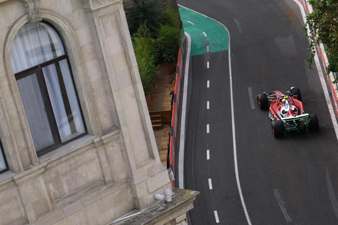 Ferrari's Lewis Hamilton in action during the practice session ahead of the Azerbaijan Grand Prix.
