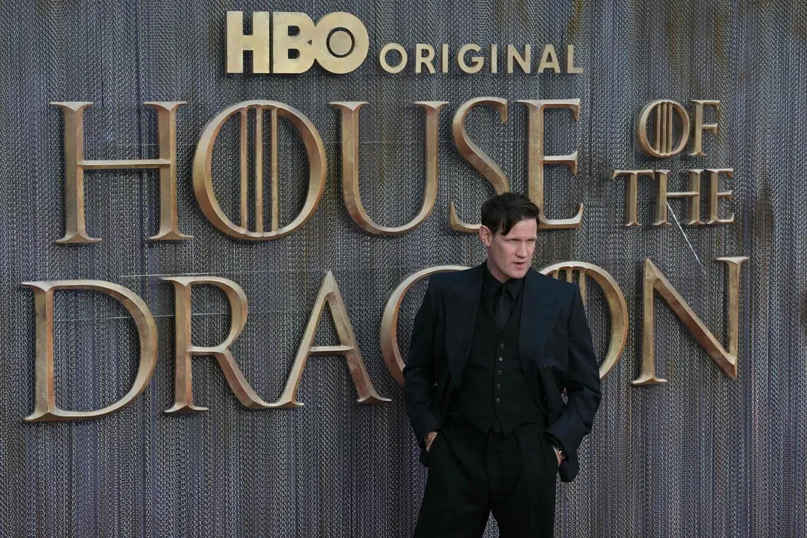 British actor Matt Smith poses on the red carpet upon arrival to attend the World Premiere of "House of the Dragon" season 3, at the Odeon, Leicester Square in London on June 8, 2026. 