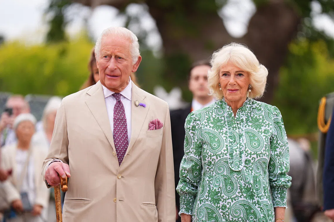 FILE PHOTO: King Charles, Patron of the Royal Horticultural Society (RHS), and Queen Camilla arrive for a visit to the RHS Sandringham Flower Show, which is being held this year on the Sandringham Estate in Norfolk. Picture date: Wednesday July 22, 2026.    Aaron Chown/Pool via REUTERS/File Photo