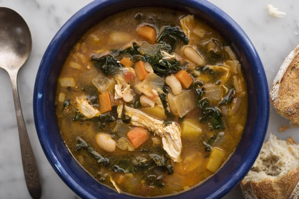 Samin Nosrat's Whatever You Want Soup provides a foolproof template for using leftover bits and bobs of meat and vegetables accumulated during the week.