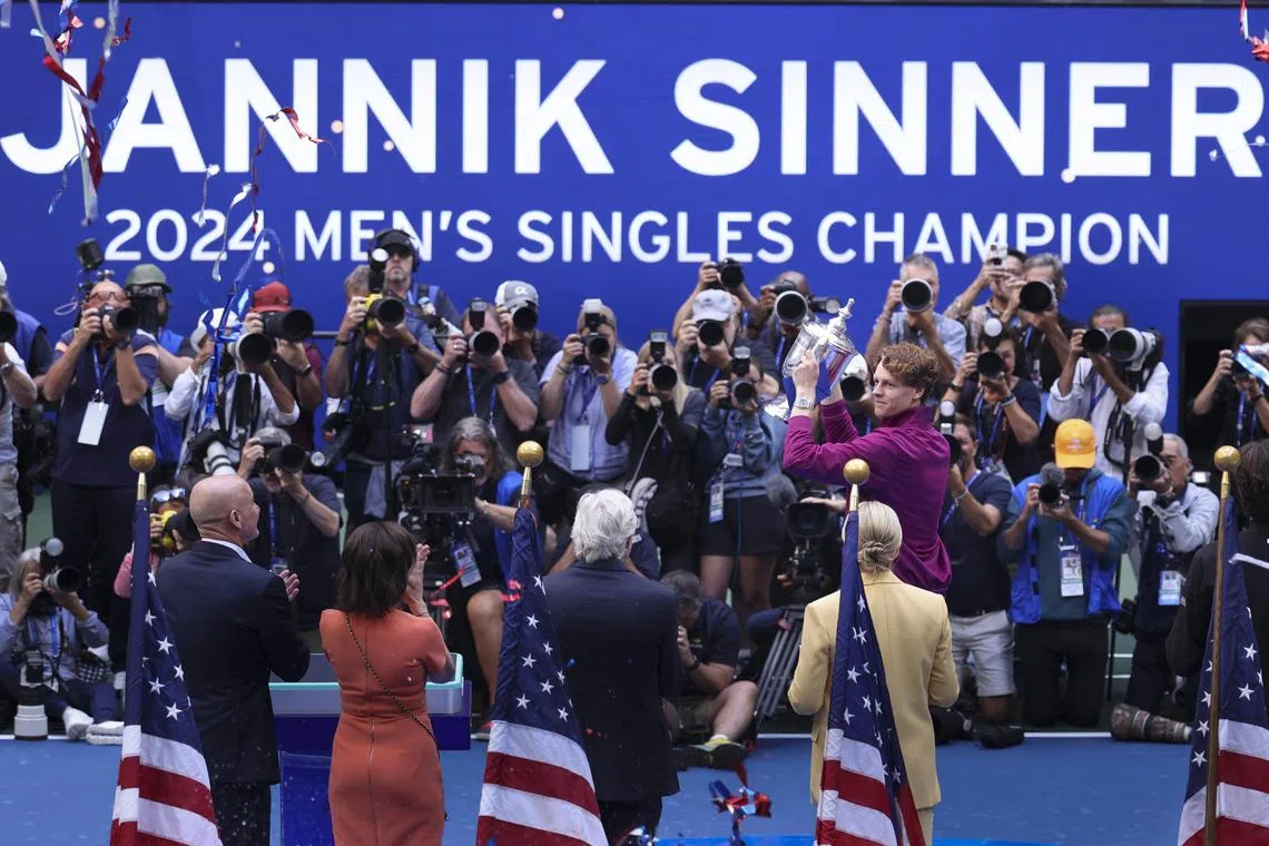 Jannik Sinner, 23, is world No.1 and has won both the Australian Open and US Open in 2024. 