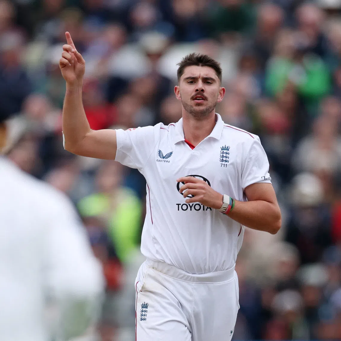 Cricket - Third Test - England v Pakistan - Edgbaston Cricket Ground, Birmingham, Britain - September 9, 2026 England's Josh Tongue celebrates after taking the wicket of Pakistan's Babar Azam Action Images via Reuters/Andrew Boyers