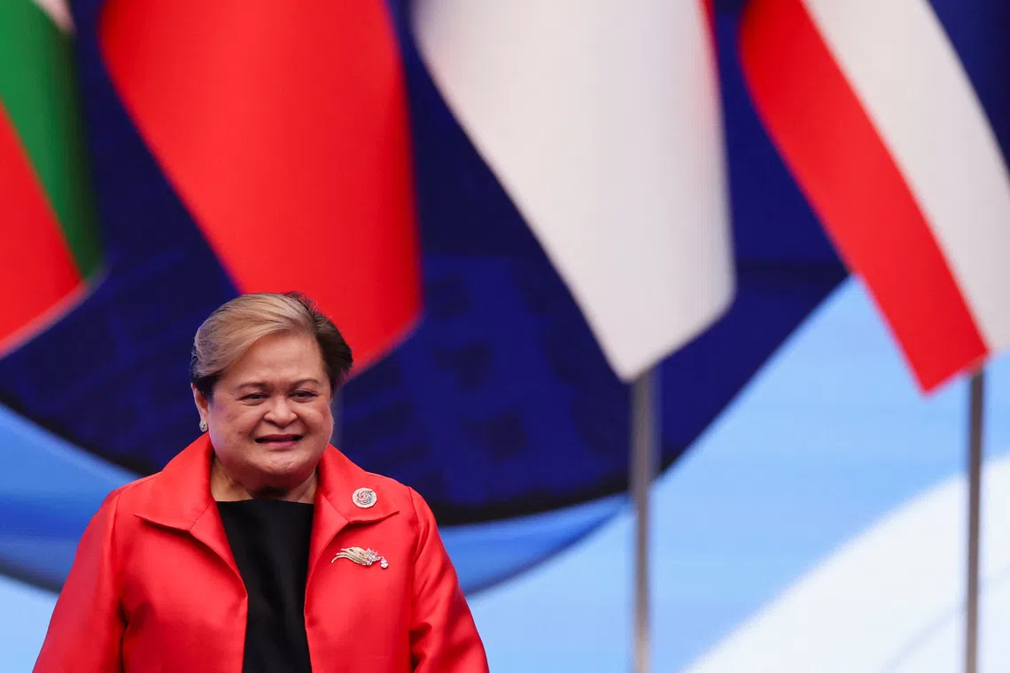 Philippines' Secretary of Foreign Affairs Theresa Lazaro attends the ASEAN Foreign Ministers' Meeting in Kuala Lumpur, Malaysia, October 25, 2025. REUTERS/Chalinee Thirasupa