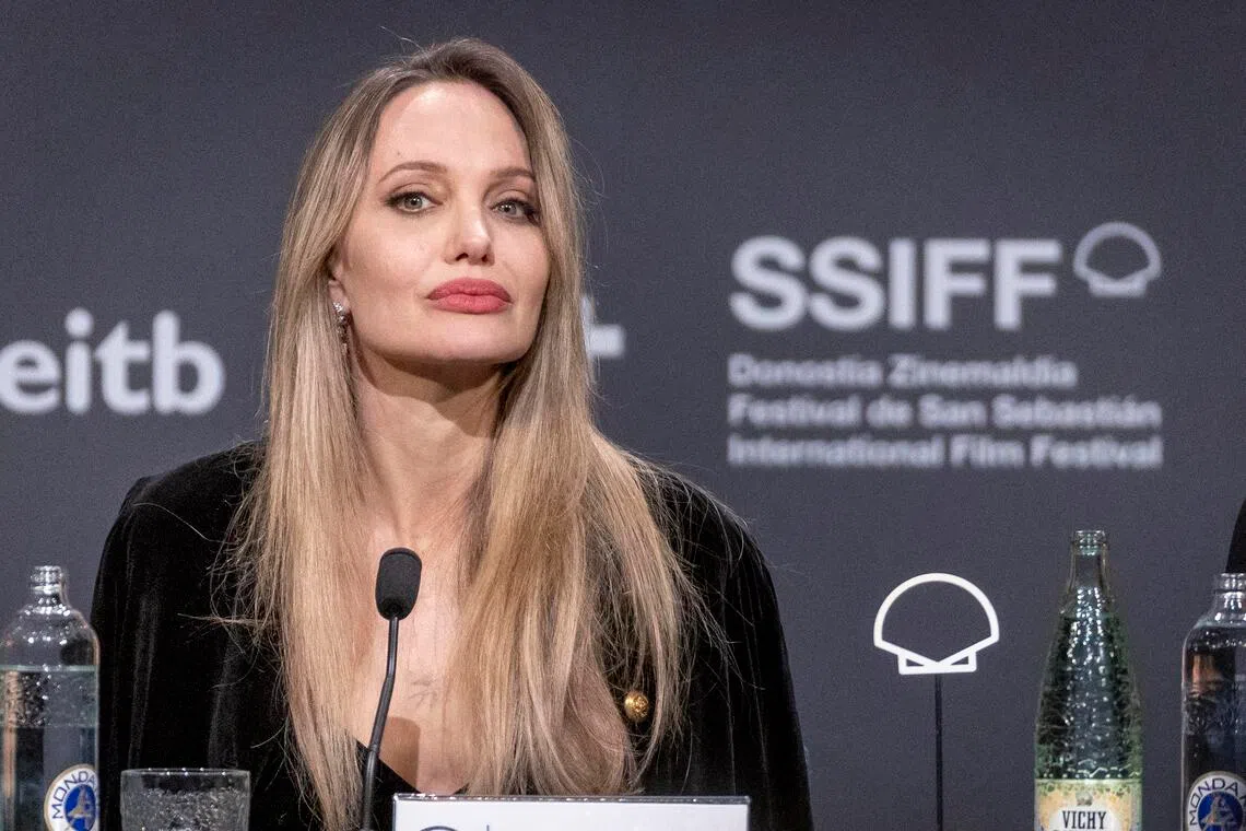 Angelina Jolie attends a press conference for the presentation of the film Couture at the 73rd San Sebastian Film Festival in Spain on Sept 21.