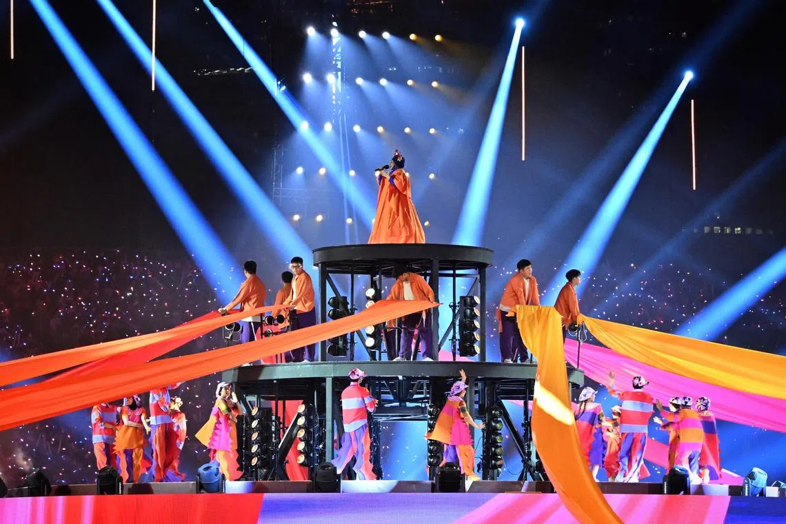 Pop veteran Rahimah Rahim performing at the National Day Parade.