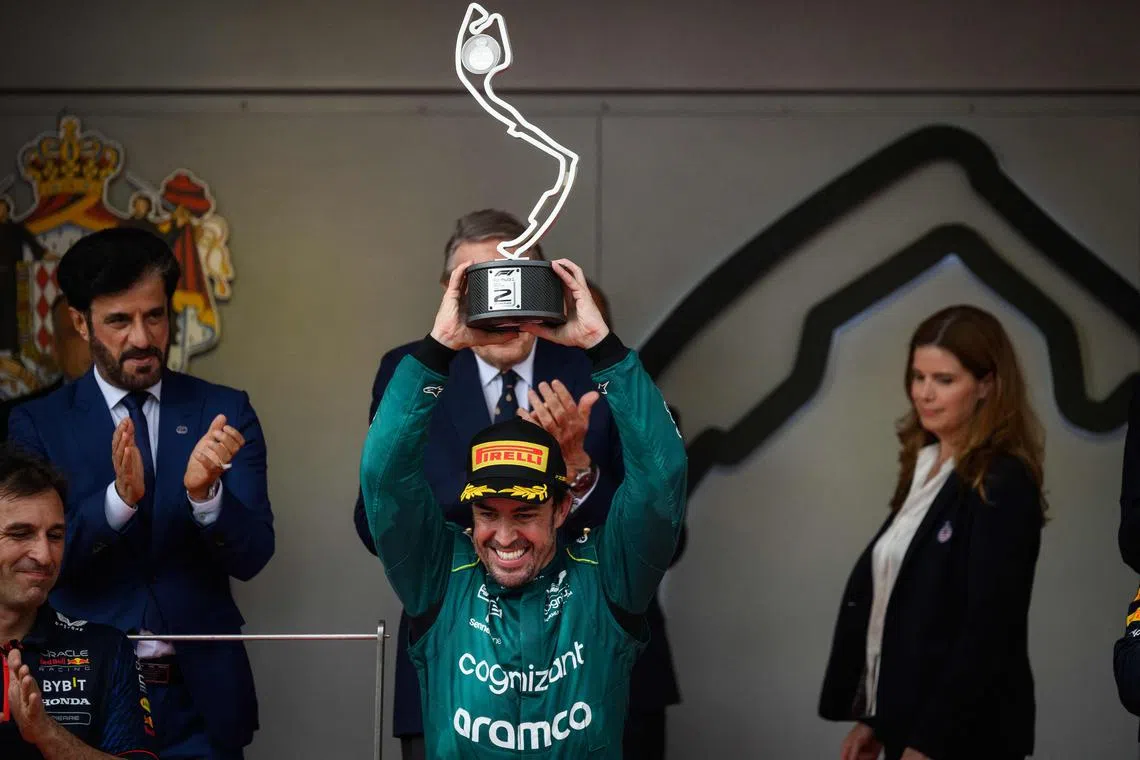 Aston Martin's Fernando Alonso has become the oldest top-three finisher since Australian Jack Brabham.