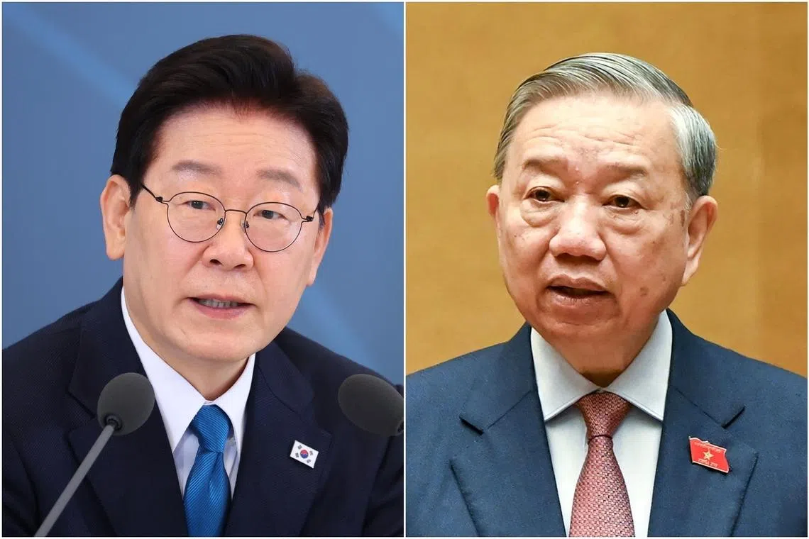 South Korean president Lee Jae Myung’s visit would be the first by a foreign leader to Vietnam since Mr To Lam (right) was elected president.
