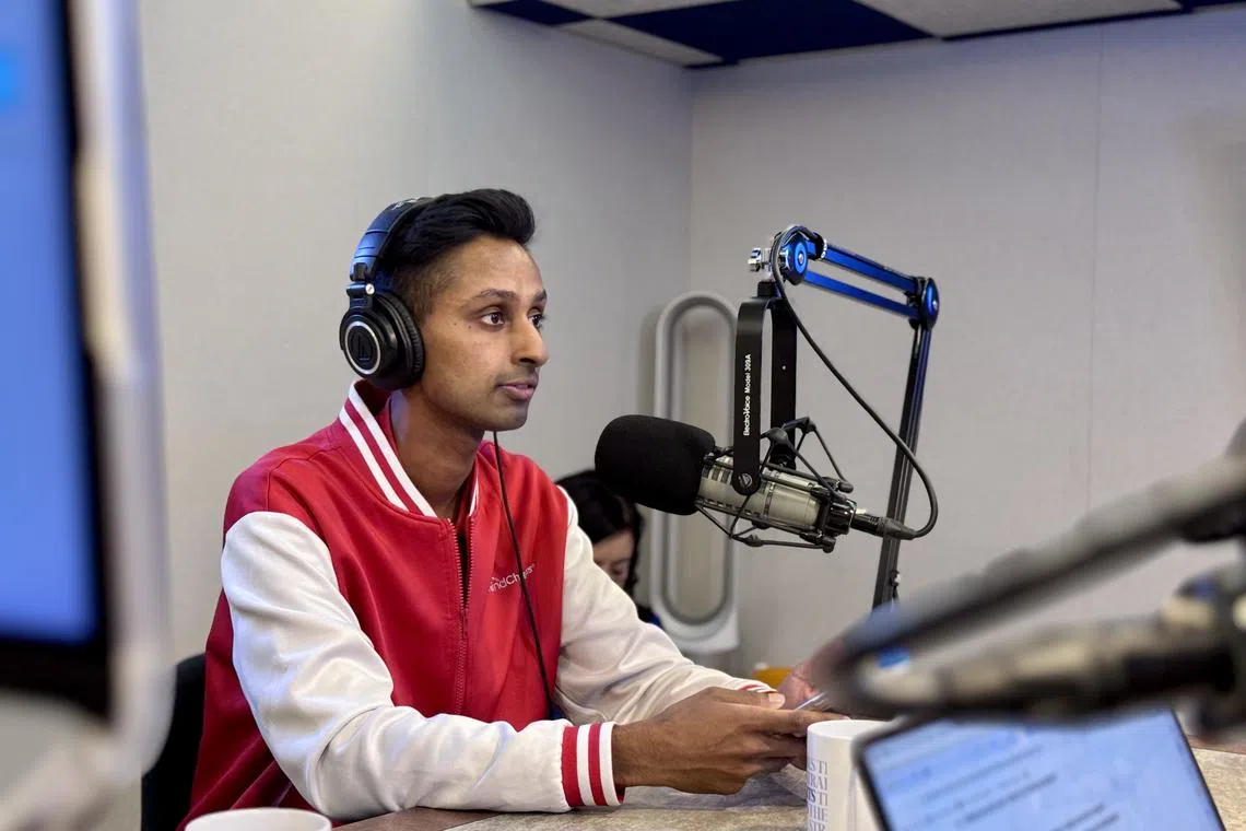 Sajit Sesikumar, a senior English pre-school teacher at MindChamps Preschool in the ST podcast studio. 