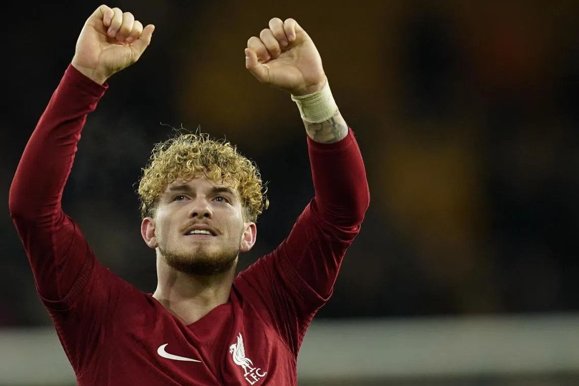 Liverpool's Harvey Elliott celebrating after his goal gave the Reds a 1-0 win over Wolves in the third round of the FA Cup on Tuesday.  