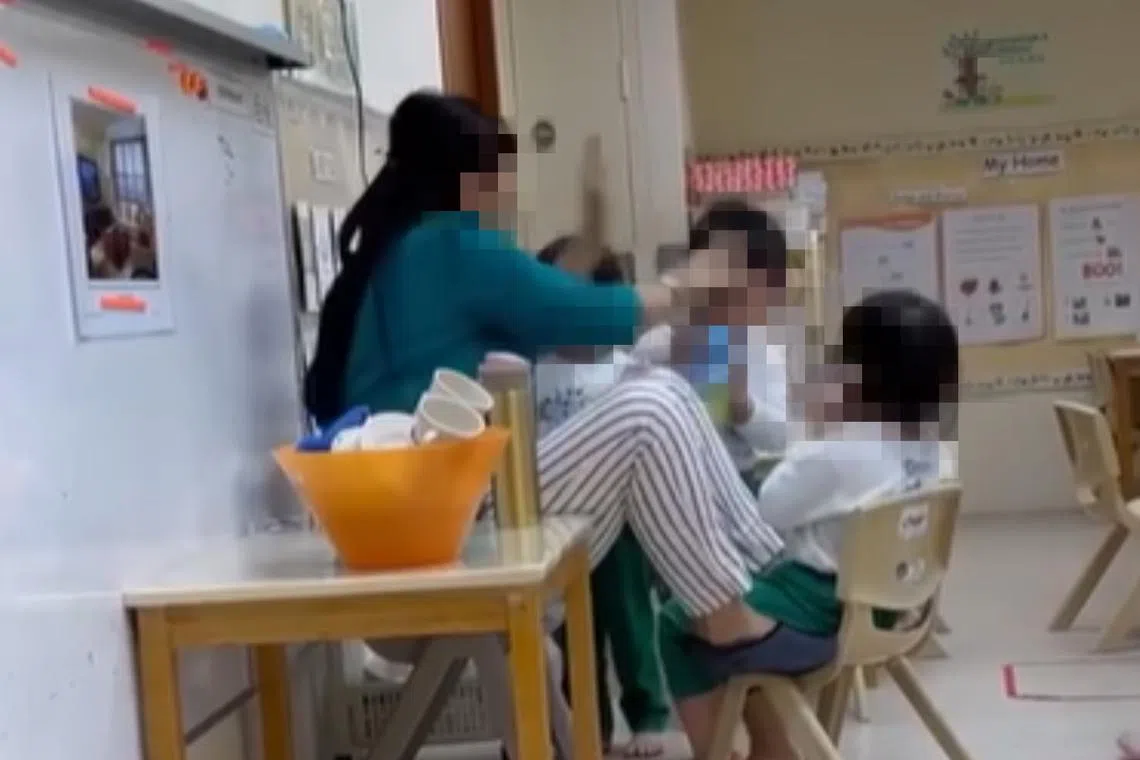 A woman is seen hitting a young boy in a 19-second video clip circulating online.