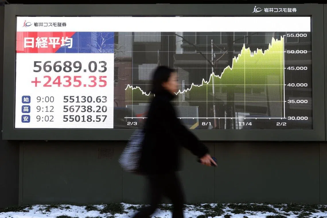 Japan’s Nikkei jumps nearly 6% to record high after Takaichi election win