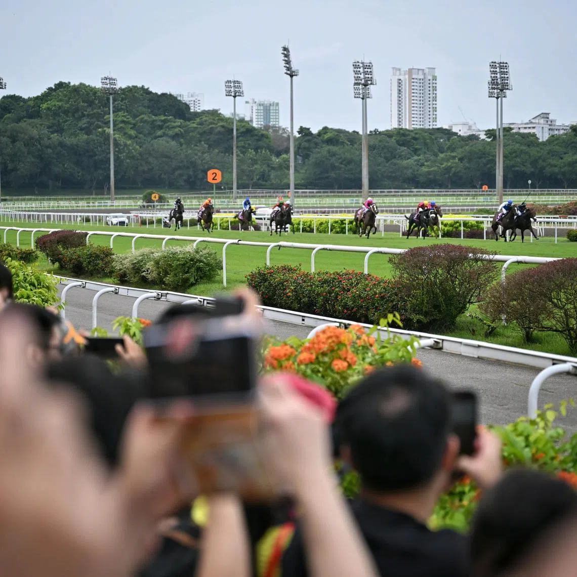 Punters watching the Singapore Derby race on July 21, 2024. The race meeting which started in 1880, was held for the last time before the closure of the Singapore Turf Club after Oct 5.