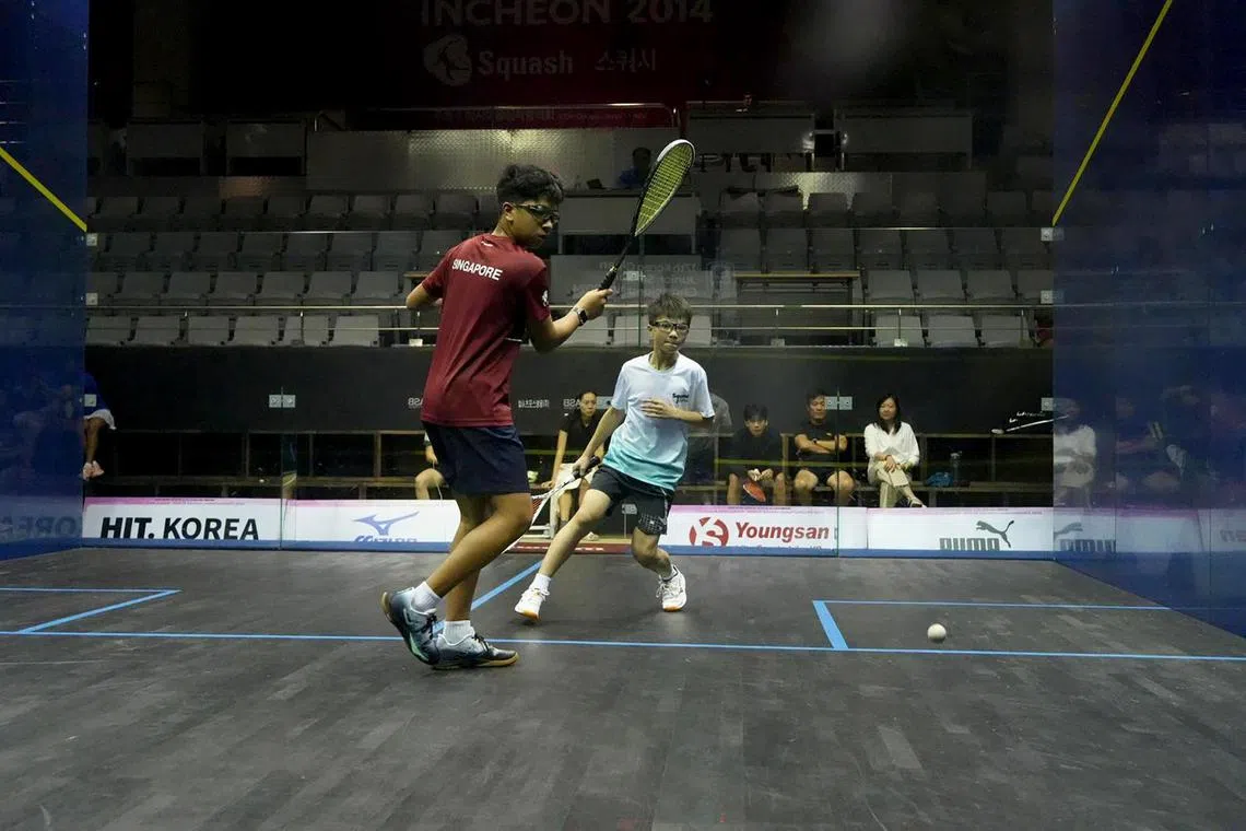 Singaporean player Jackrish Sashikumar shed tears of joy beating China's Liu Yuan Xi in the Under-13 final at the Korea Junior Open squash tournament in Incheon on Aug 8. 