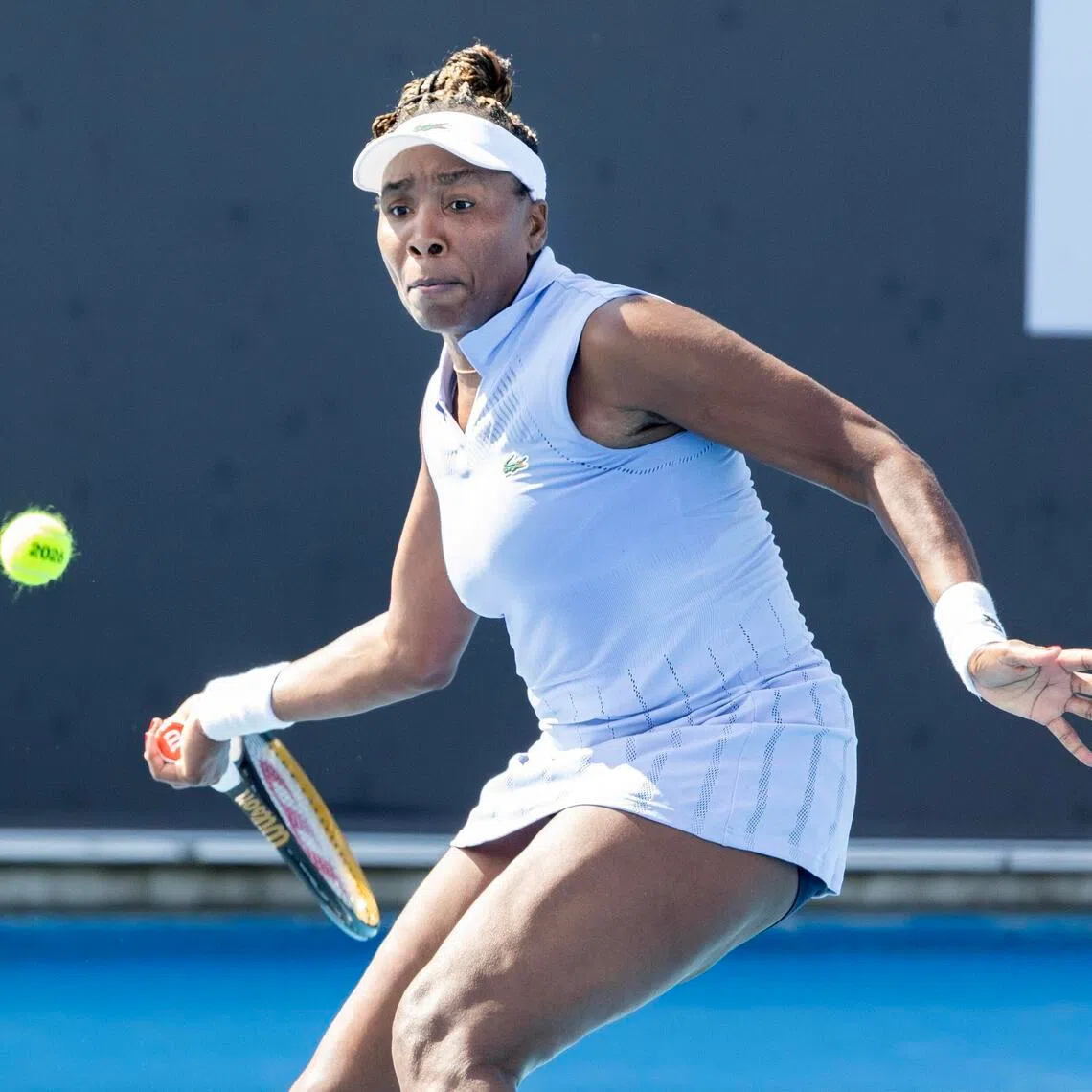 Venus Williams of the USA in action against Tatjana Maria of Germany during the Hobart International tennis tournament.