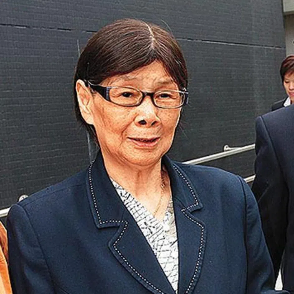 Tam Mei Kam, the mother of Hong Kong pop diva Anita Mui, with her elder son Mui Kai Ming in 2008.