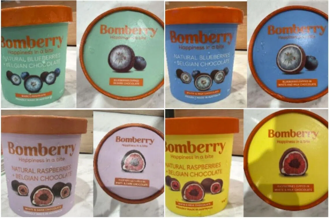 The four Bomberry products affected in the recall.
