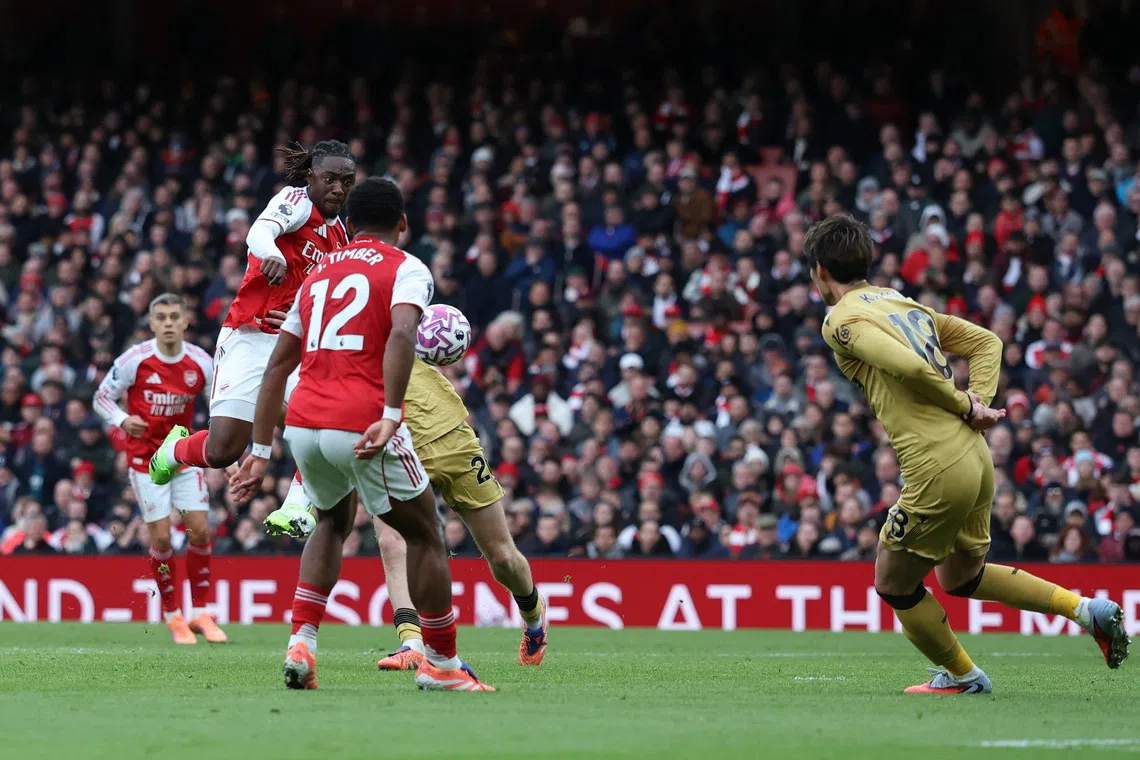 Soccer Football - Premier League - Arsenal v Crystal Palace - Emirates Stadium, London, Britain - October 26, 2025 Arsenal's Eberechi Eze scores their first goal Action Images via Reuters/Paul Childs