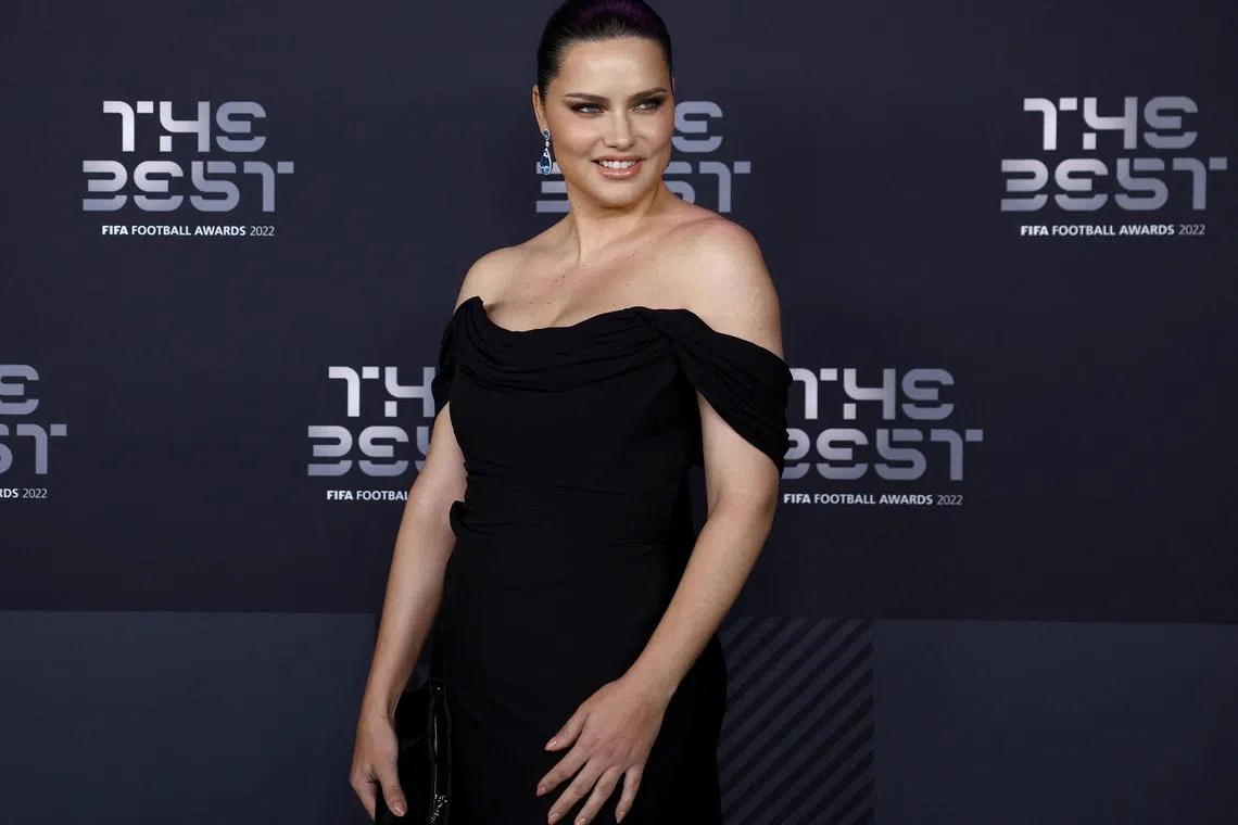 Brazilian supermodel Adriana Lima arriving for the Best Fifa Football Awards in Paris on Feb 27, 2023.