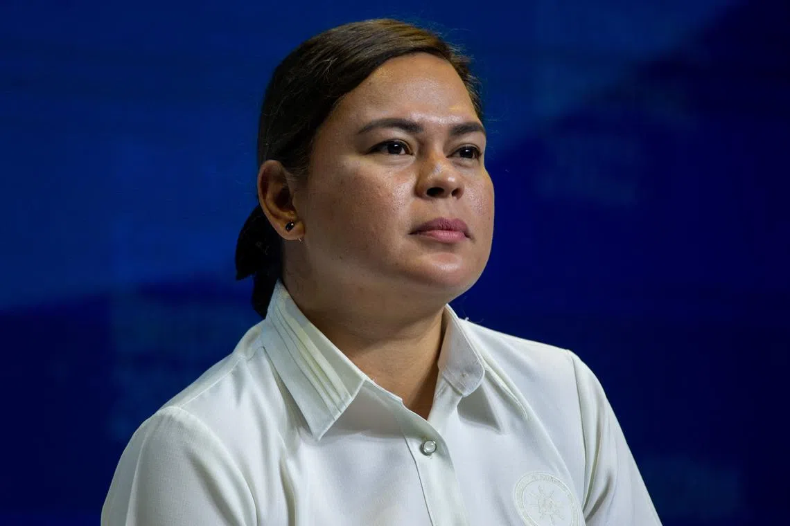 FILE PHOTO: Philippine Vice President and Education Secretary Sara Duterte attends an economic briefing following President Ferdinand Marcos Jr's first State of the Nation Address, in Pasay City, Metro Manila, Philippines, July 26, 2022. REUTERS/Lisa Marie David/File Photo