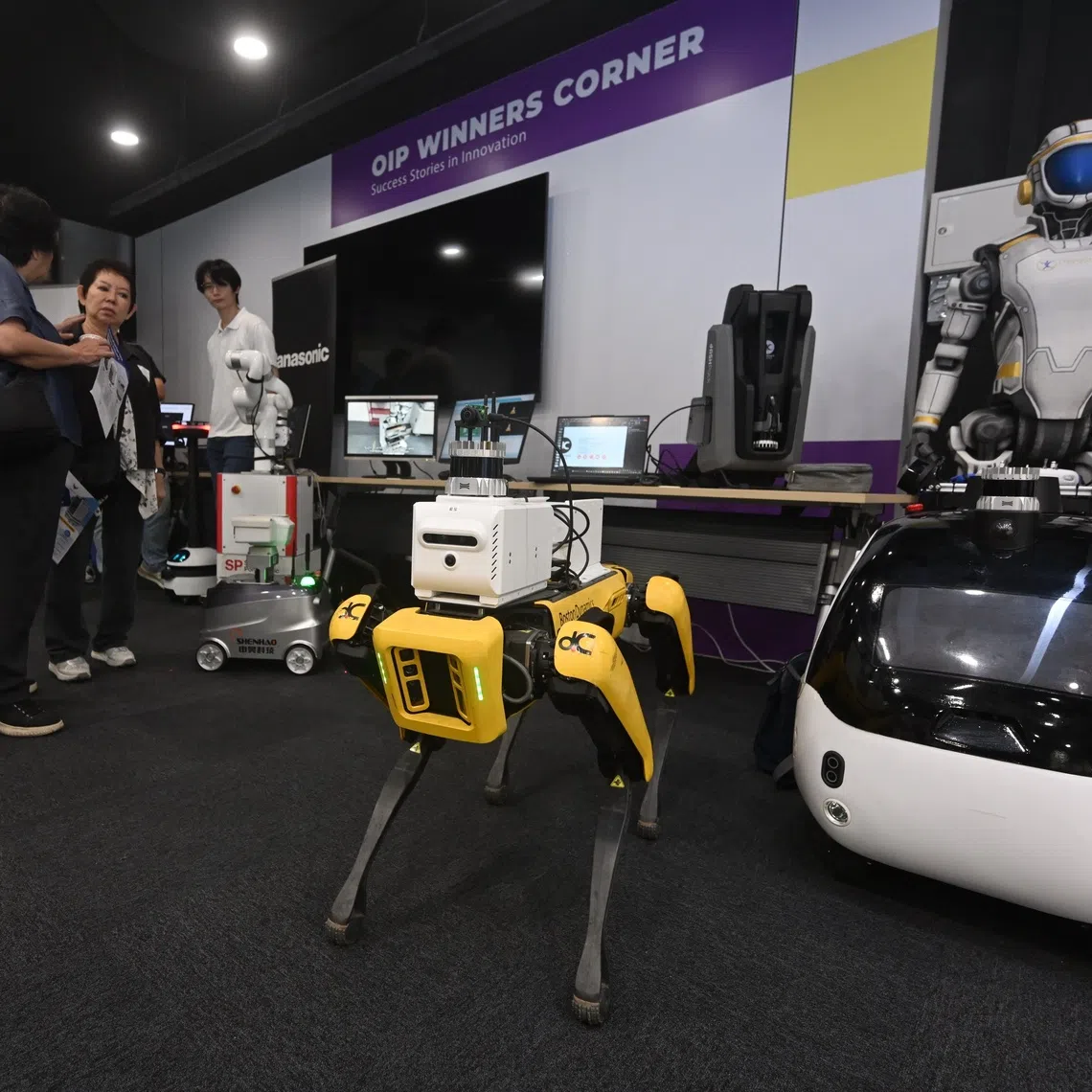 Robots on display at the Autonomous Mobile Robot x Digital Leaders initiative at IMDA’s Pixel and Innovation Hub on Nov 20.