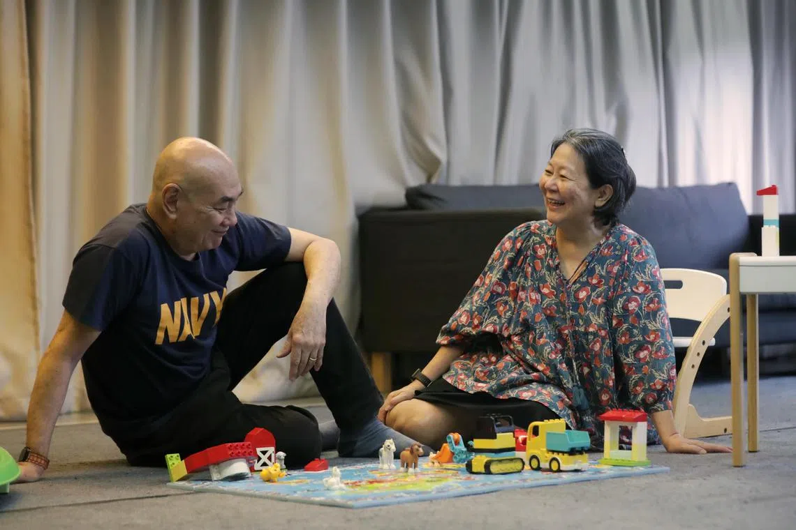 Actors Neo Swee Lin (right) and Lim Kay Siu, who have been married to each other for 31 years, play a married couple in Checkpoint Theatre's Tender Submission.