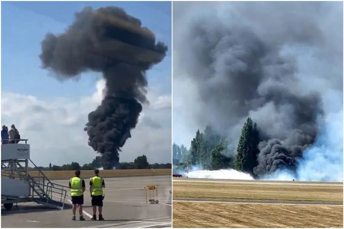 Images showing a fireball rising into the air above Southend Airport, around 56km east of London.
