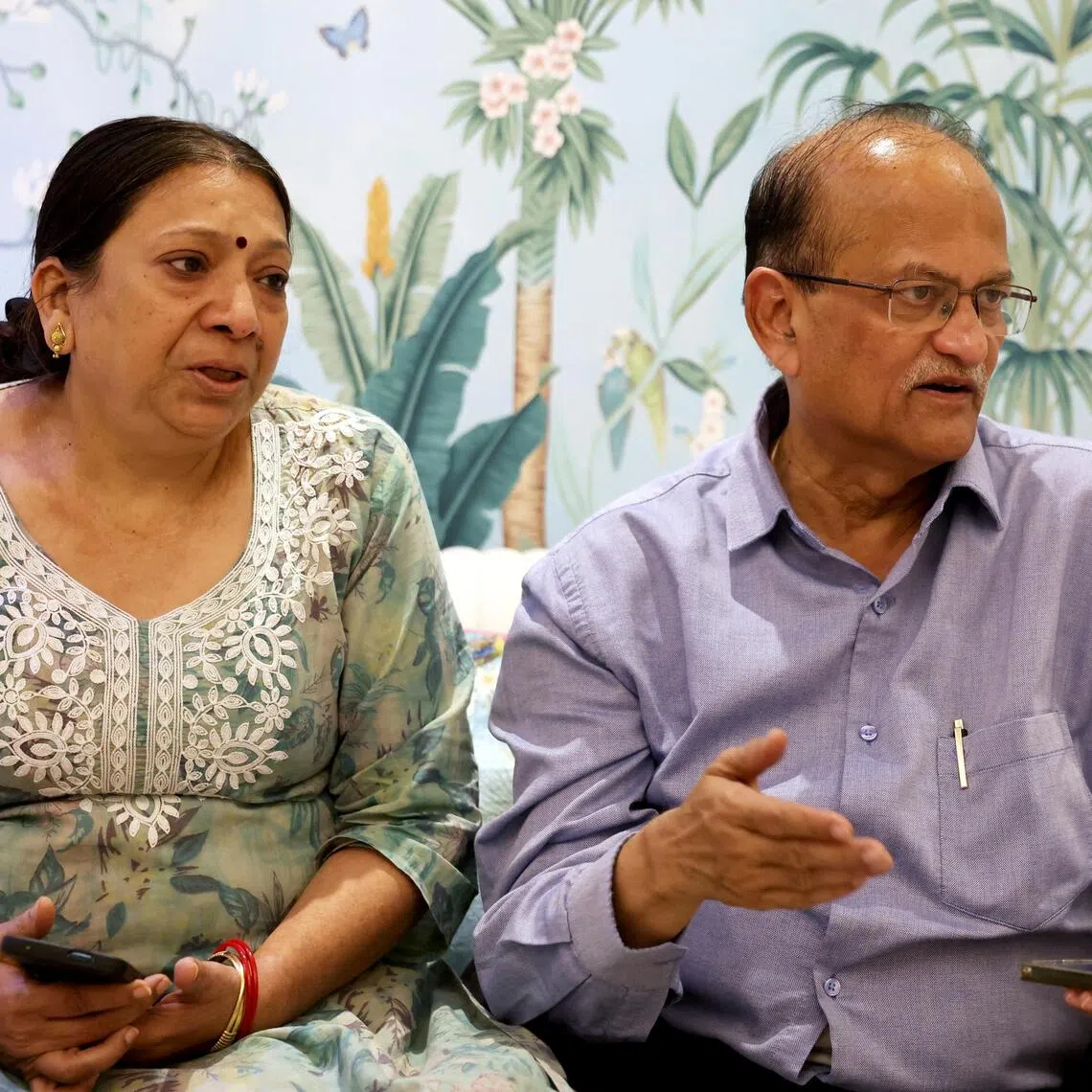 Anshu and Ajay Gupta, parents of Arushi Gupta, an Indian national who went missing while crossing from Nepal into Tibet after deadly flash floods and mudslides struck the region.