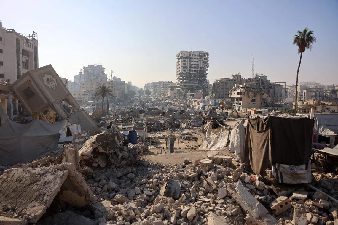 The Rimal neighbourhood of Gaza City - where the Arafat villa is located - on Sept 13, following Israeli strikes.
