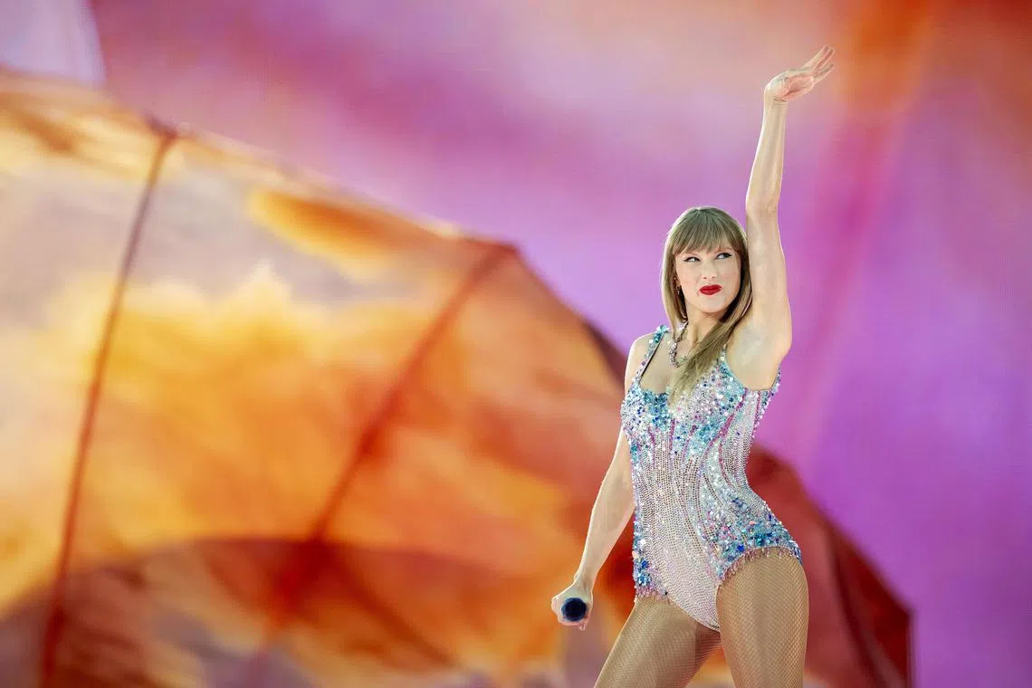 US singer Taylor Swift performing in Amsterdam on July 4.