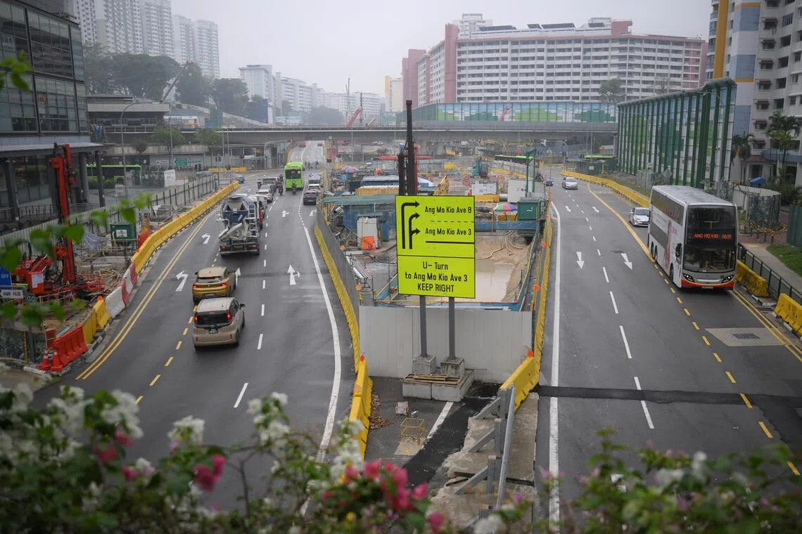 The three-lane west-bound carriageway – for those travelling towards Ang Mo Kio Central 1 – will become a two-lane road.