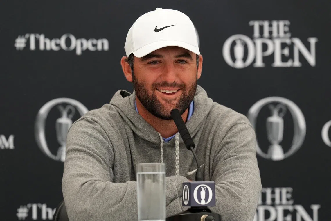 Golf - The 153rd Open Championship - Royal Portrush Golf Club, Portrush, Northern Ireland, Britain - July 15, 2025 Scottie Scheffler of the U.S. during a press conference REUTERS/Maja Smiejkowska