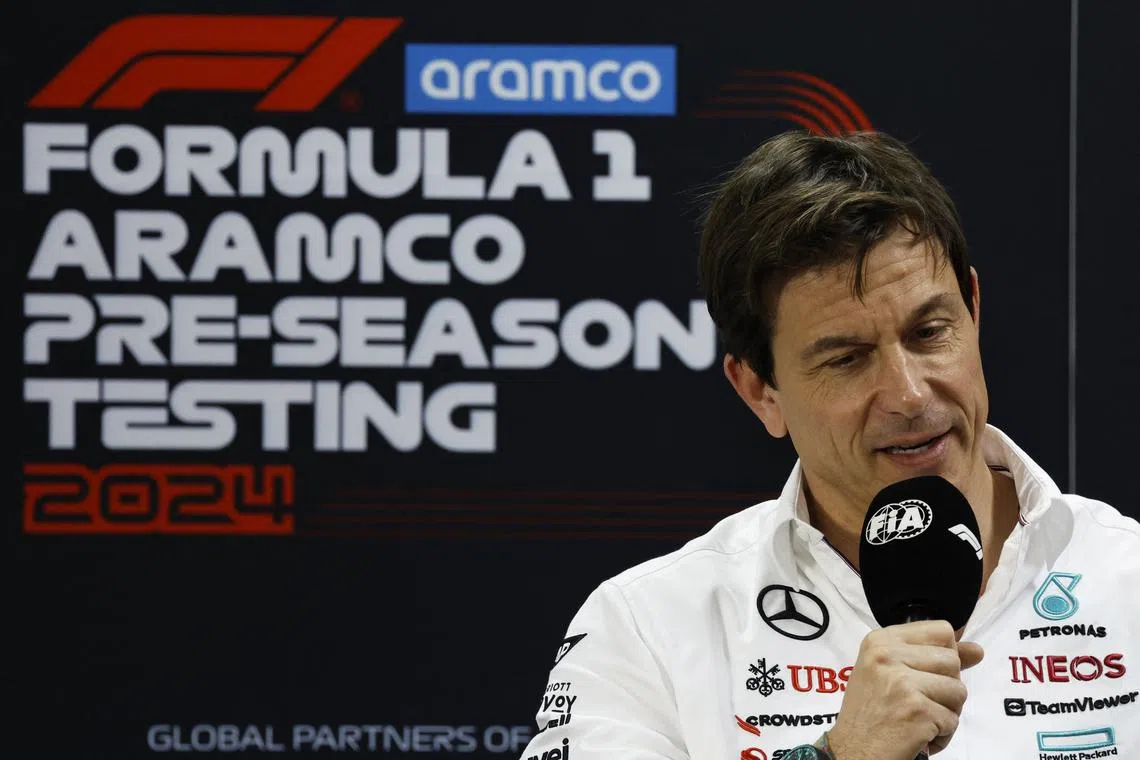 FILE PHOTO: Formula One F1 - Pre-Season Testing - Bahrain International Circuit, Sakhir, Bahrain - February 21, 2024 Mercedes team principal Toto Wolff during the pre-season testing REUTERS/Hamad I Mohammed/FILE PHOTO
