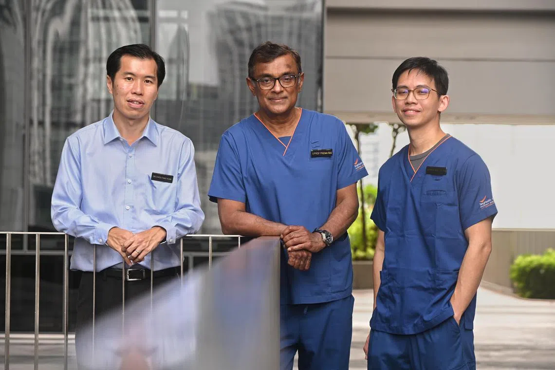 From left : Dr Chiou Fang Kuan ; Associate Professor Jeyaraj Prema Raj and Dr Koh Ye Xin.


Picture was taken at Acadaemia , Outram Campus on 6 June 2023. Story about intestinal transplant is new to Singapore, with the first done last year and the 2nd in April.