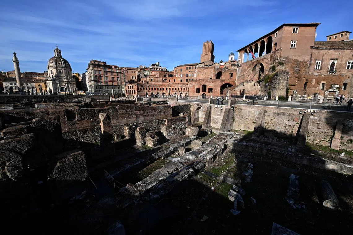 Trajan's Forum, the last of the Imperial fora to be constructed in ancient Rome, in Italy on Oct 27, 2021.