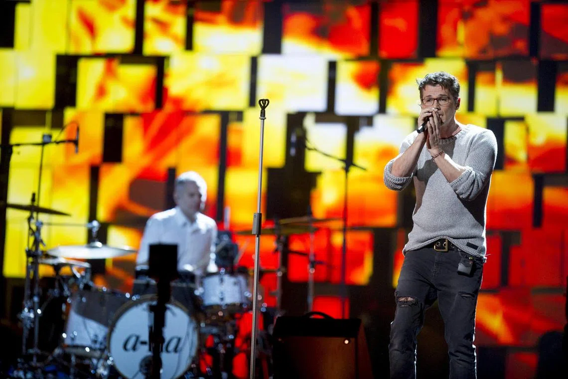 Morten Harket of A-ha performs on stage during the annual Nobel Peace Prize Concert in Telenor Arena outside Oslo, Norway on Dec 11, 2015. 