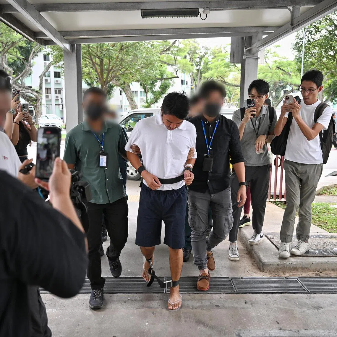 zyvape12 - ST20250912_202564000825. Ariffin Jamar. Scene of crime visit of suspect Derek Khor Boon Chun, the first person charged for possession of etomidate-laced vape pods under the Misuse of Drugs Act. 
Picture taken at Block 631 Ang Mo Kio Ave 4 on Sep 12, 2025.
ST PHOTO: ARIFFIN JAMAR