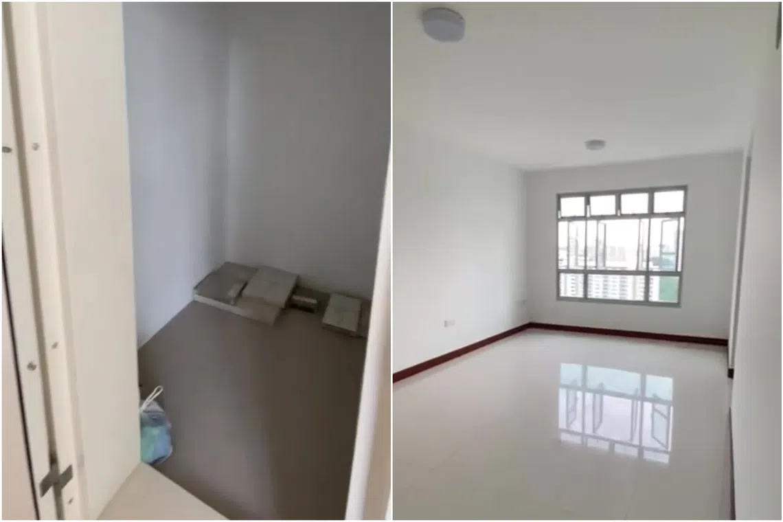 A three-room HDB flat listing at 95A Henderson Road appeared to have never been renovated, aside from lighting installed on the ceiling.