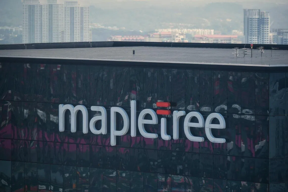 The Mapletree logo on the facade of the Mapletree Business City building on 26 April 2021.