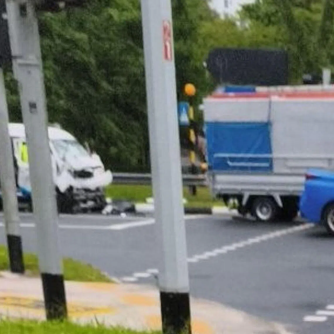 The man was found trapped in the driver’s seat of the van and rescued by SCDF using hydraulic rescue equipment.
