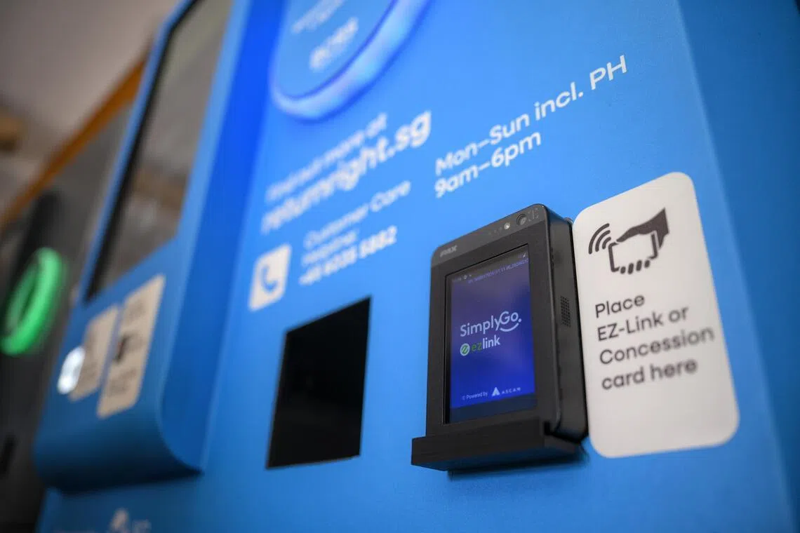 Customers can tap their EZ-Link card at the machine to retrieve their 10-cent refund. 