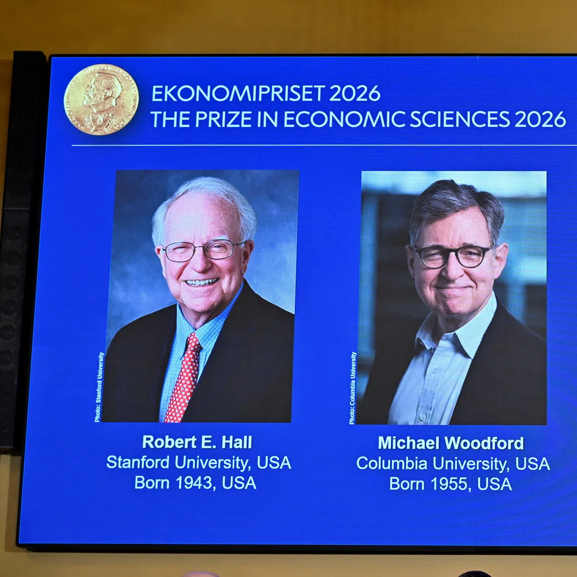 American academics Robert Hall and Michael Woodford won the Nobel economics prize.