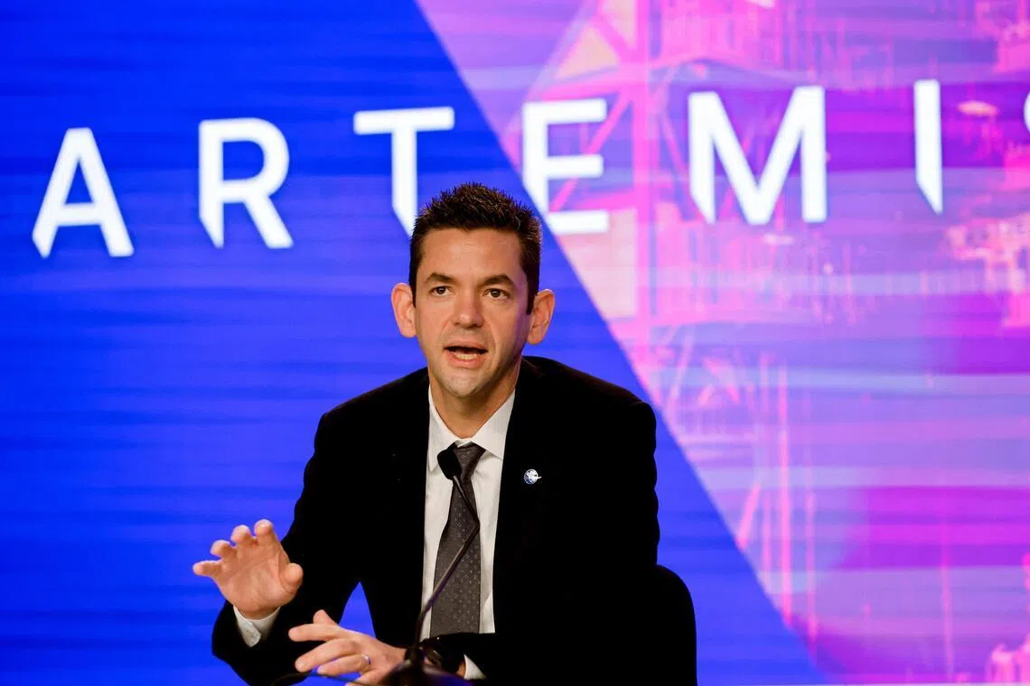 NASA Administrator Jared Isaacman says the agency will use the components of a planned space station to build a base on the moon over seven years.