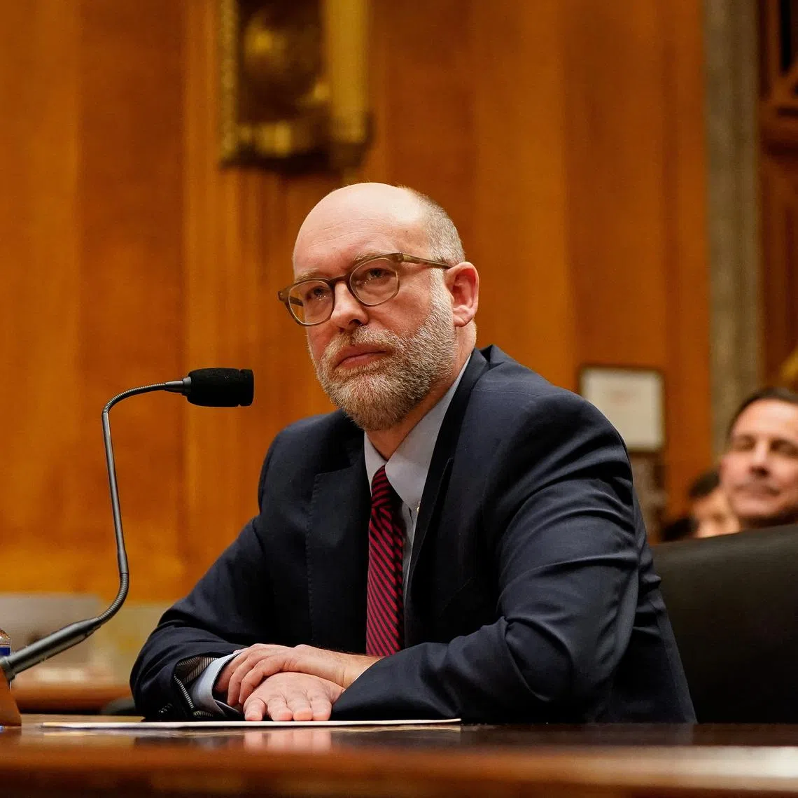 Russell Vought, U.S. President-elect Donald Trump’s nominee to be director of the Office of Management and Budget, testifies during a Senate Homeland Security and Governmental Affairs Committee confirmation hearing on Capitol Hill in Washington, U.S., January 15, 2025. REUTERS/Elizabeth Frantz
