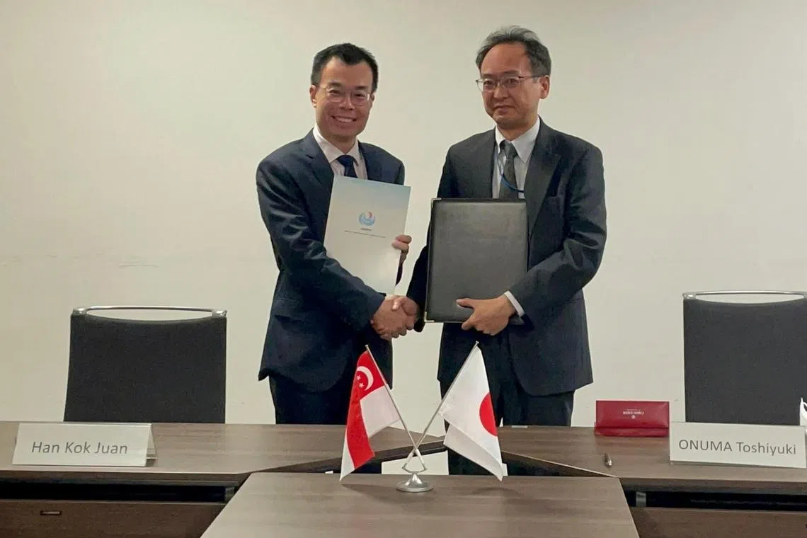 (From left) Mr Han Kok Juan, Director-General of Civil Aviation Authority of Singapore (CAAS) and Mr Toshiyuki Onuma, Assistant Vice-Minister for International Aviation, Ministry of Land, Infrastructure, Transport and Tourism (MLIT).