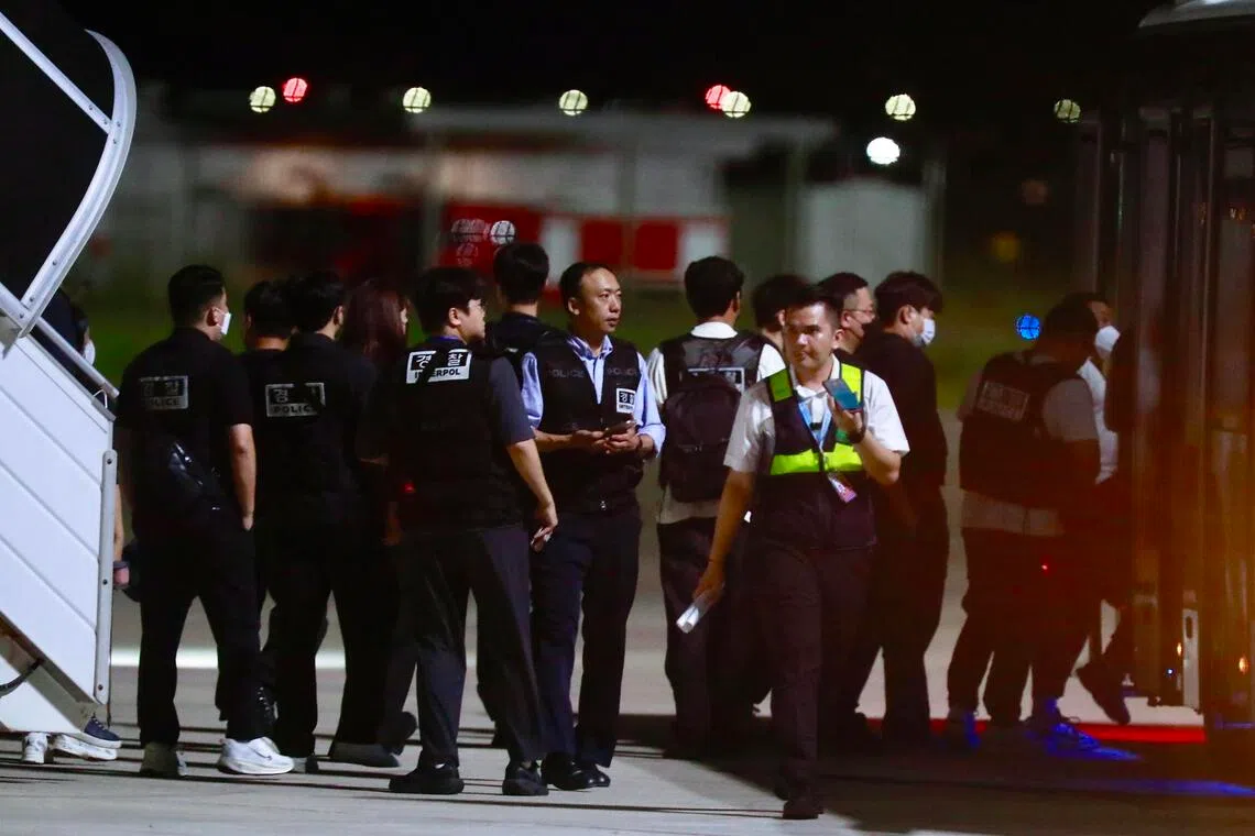 Cambodian and South Korean authorities coordinated the repatriation via a charter flight of THE 64 South Korean nationals.