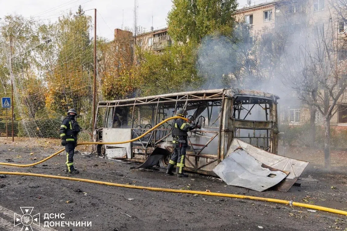 Police said the buses were hit with a glide bomb. 